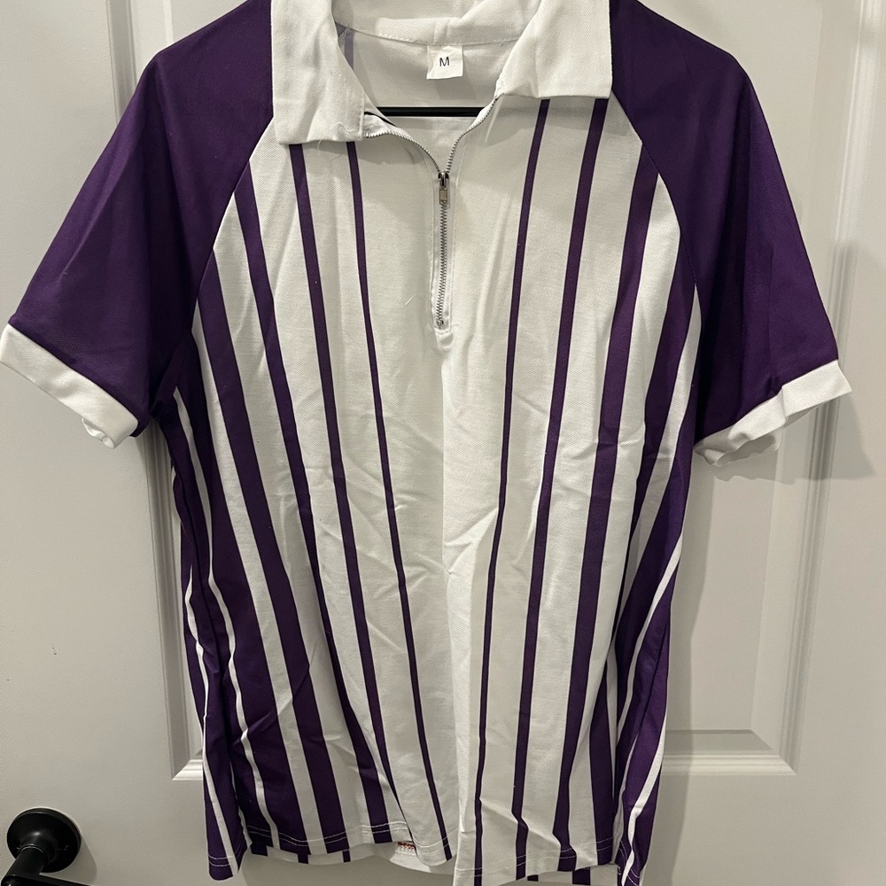 Purple and White Striped Men's Shirt